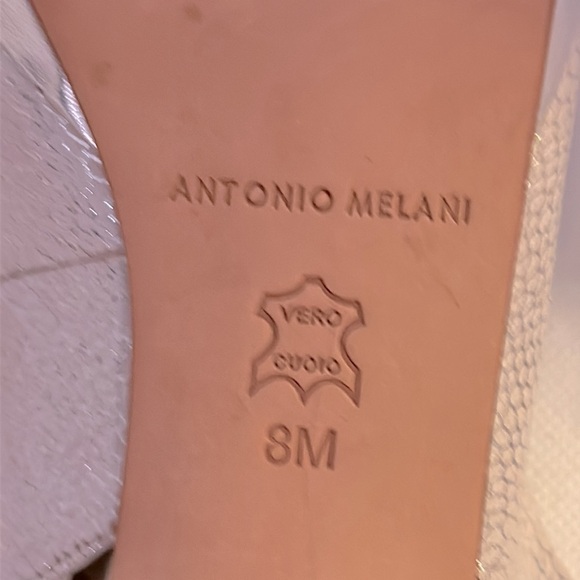 Antonio Melani Sierra Metallic Silver Slingback Peep Toe Heel Size 8M - EUC - Picture 12 of 14